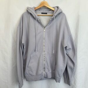 Brandy Melville Full Zip Oversized Hoodie One Size (Brandy OS) Light Purple Wash